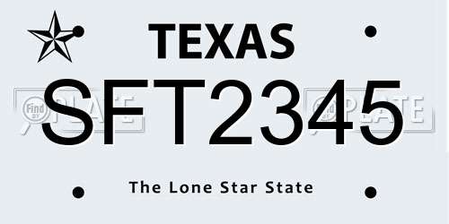 SFT2345 Texas License Plate