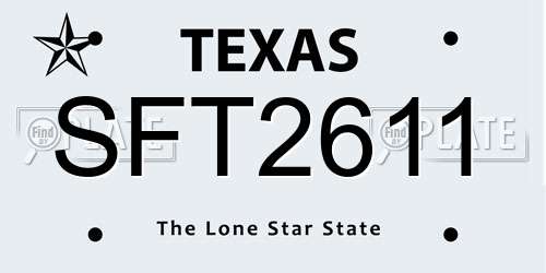 SFT2611 Texas License Plate