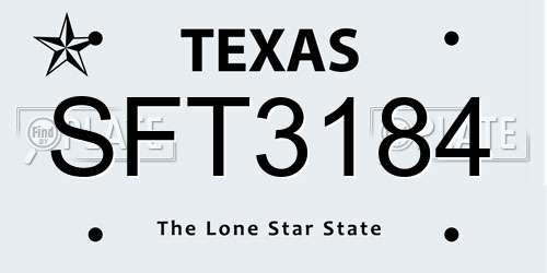 SFT3184 Texas License Plate
