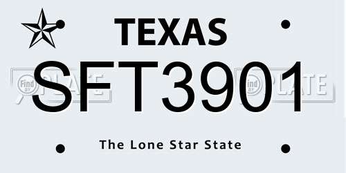 SFT3901 Texas License Plate