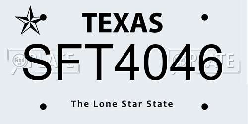 SFT4046 Texas License Plate