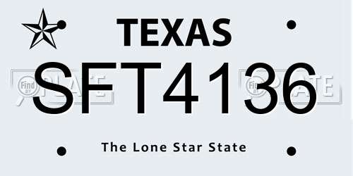 SFT4136 Texas License Plate