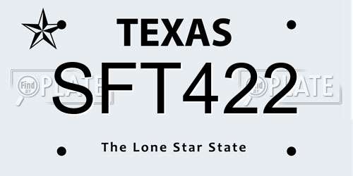 SFT422 Texas License Plate