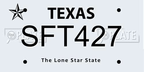 SFT427 Texas License Plate