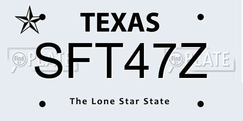 SFT47Z Texas License Plate