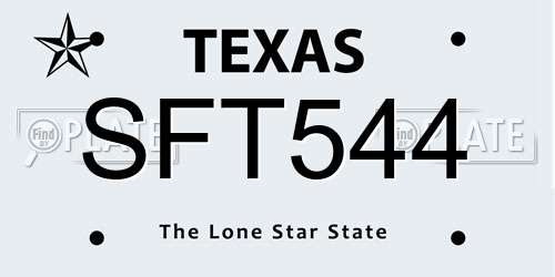 SFT544 Texas License Plate