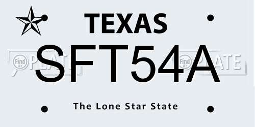 SFT54A Texas License Plate