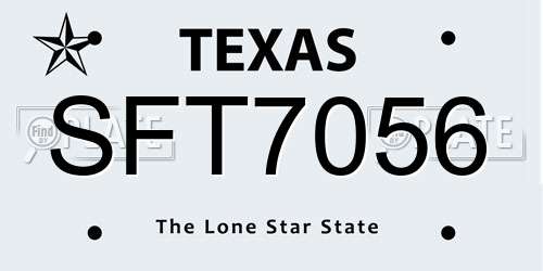 SFT7056 Texas License Plate