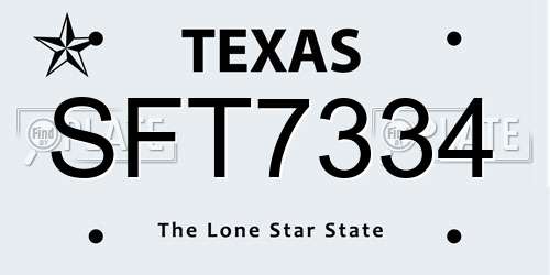 SFT7334 Texas License Plate