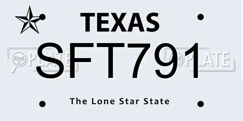 SFT791 Texas License Plate