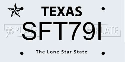 SFT79I Texas License Plate