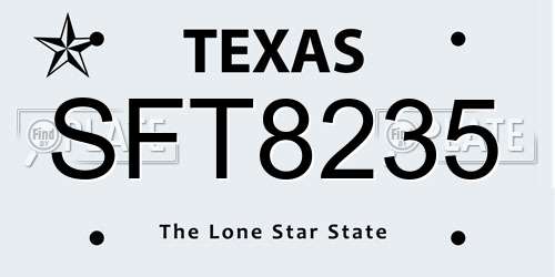 SFT8235 Texas License Plate