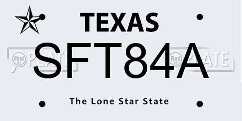 SFT84A Texas License Plate