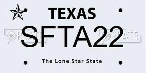 SFTA22 Texas License Plate