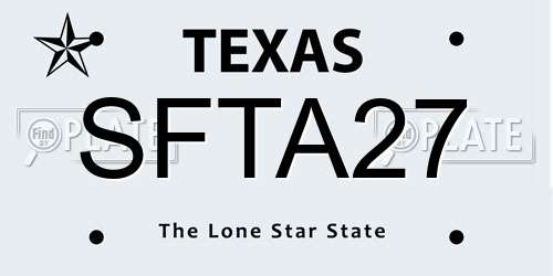 SFTA27 Texas License Plate