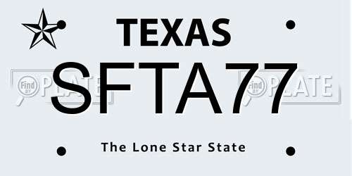 SFTA77 Texas License Plate
