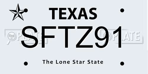 SFTZ91 Texas License Plate
