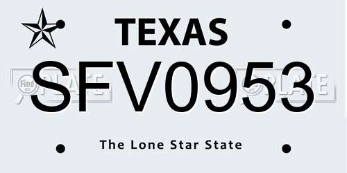 SFV0953 Texas License Plate