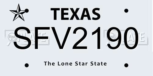 SFV2190 Texas License Plate