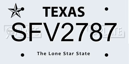 SFV2787 Texas License Plate