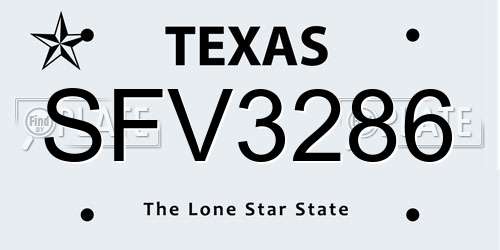 SFV3286 Texas License Plate