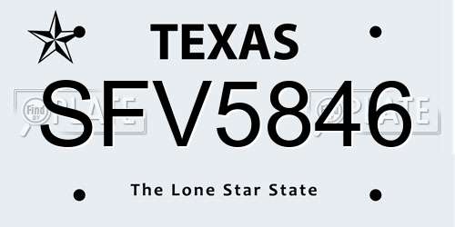 SFV5846 Texas License Plate
