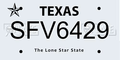 SFV6429 Texas License Plate