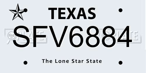 SFV6884 Texas License Plate
