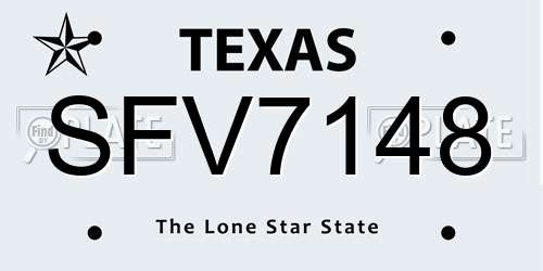 SFV7148 Texas License Plate