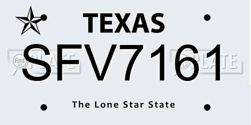SFV7161 Texas License Plate