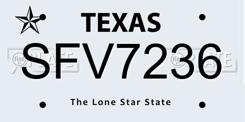 SFV7236 Texas License Plate