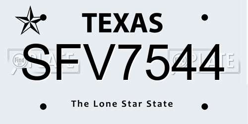 SFV7544 Texas License Plate