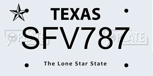 SFV787 Texas License Plate