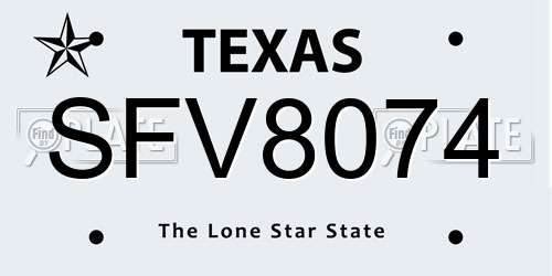 SFV8074 Texas License Plate