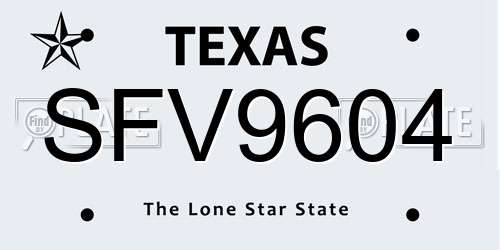 SFV9604 Texas License Plate