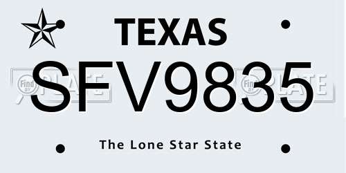 SFV9835 Texas License Plate