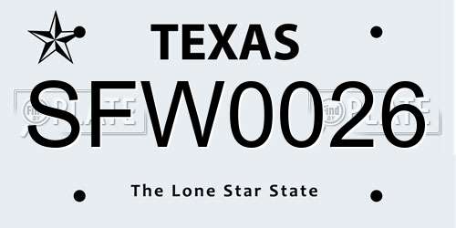 SFW0026 Texas License Plate