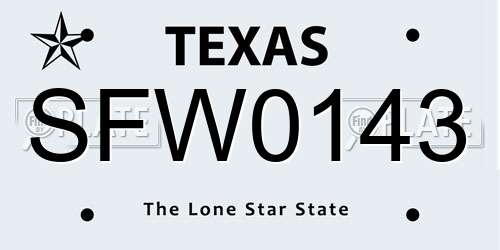 SFW0143 Texas License Plate