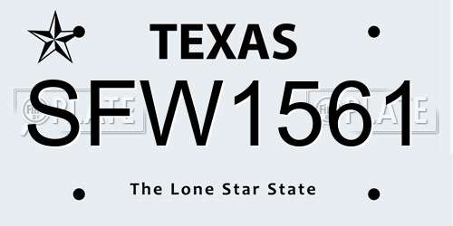 SFW1561 Texas License Plate