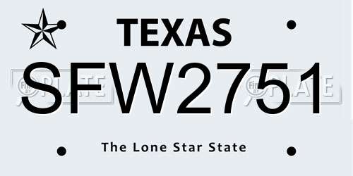 SFW2751 Texas License Plate