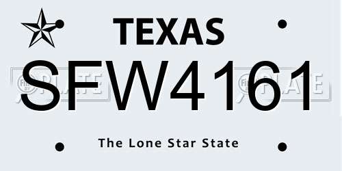 SFW4161 Texas License Plate