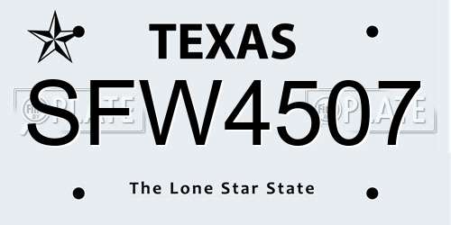 SFW4507 Texas License Plate