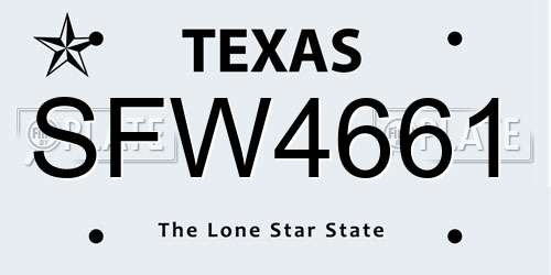 SFW4661 Texas License Plate
