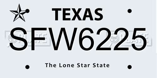 SFW6225 Texas License Plate