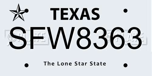 SFW8363 Texas License Plate