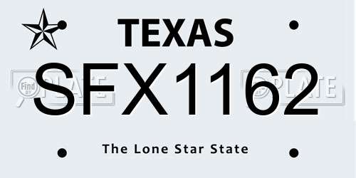 SFX1162 Texas License Plate