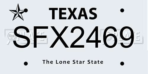 SFX2469 Texas License Plate