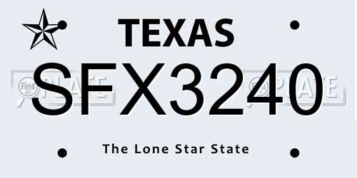 SFX3240 Texas License Plate