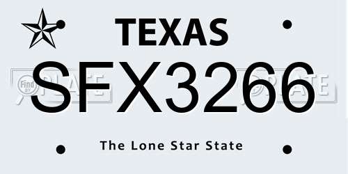 SFX3266 Texas License Plate