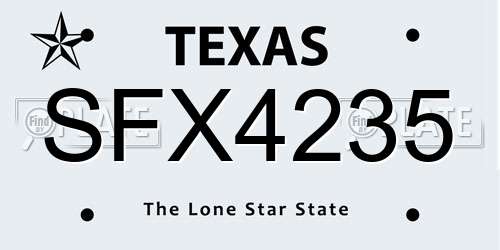 SFX4235 Texas License Plate